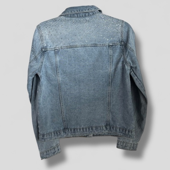REBECCA MINKOFF Light Blue Denim Jacket with Studded Details •NEW• size S - Picture 4 of 4